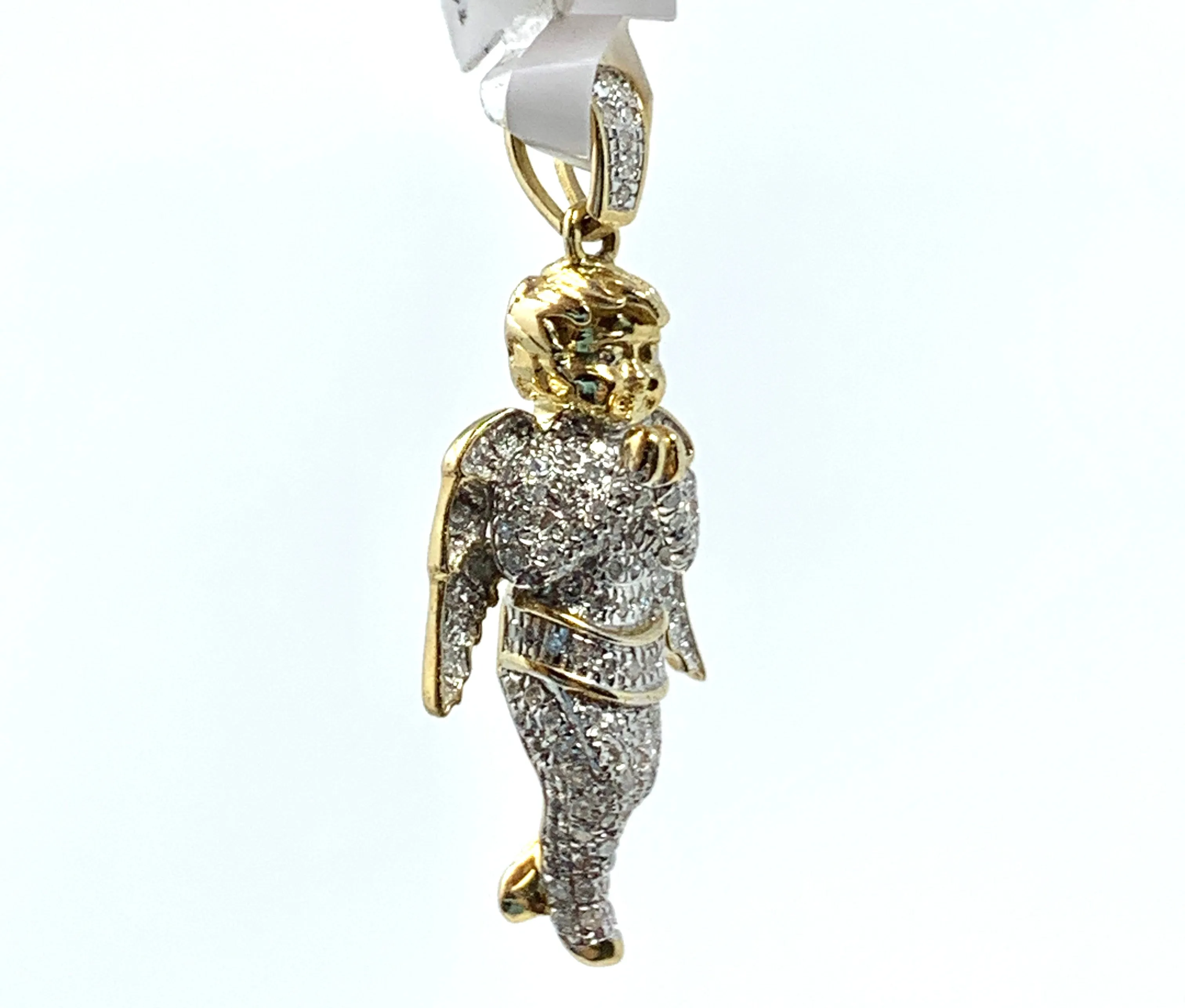 10K 0.15CT Yellow Gold Angel Pendant Charm