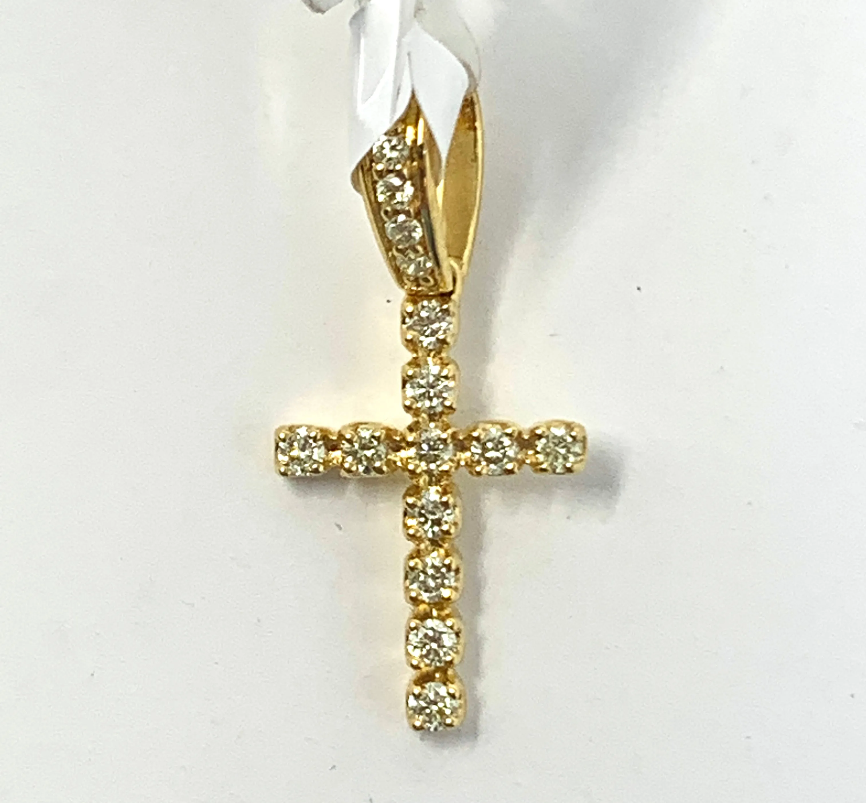 10K 0.25CT Yellow Gold Cross Pendant Charm