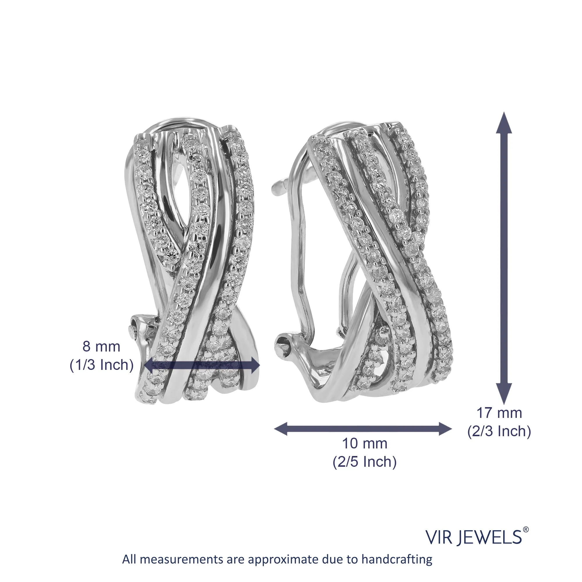 1/3 cttw Round Cut Lab Grown Diamond Hoop Earrings in .925 Sterling Silver Prong Set 2/3 Inch