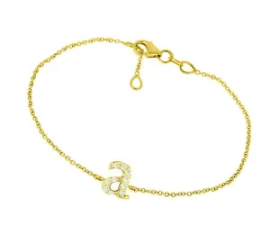 14k Yellow Gold Diamond Initial Necklace