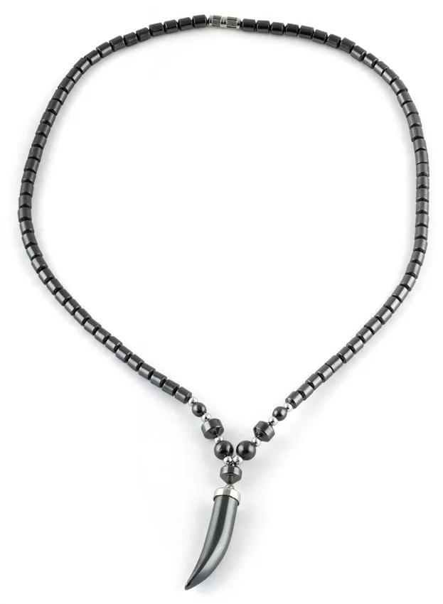 18" Black Tooth Hematite Necklace