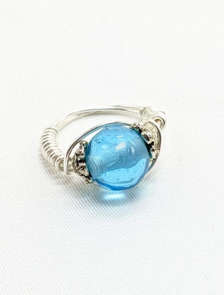 Blue Capped with Silver Ring