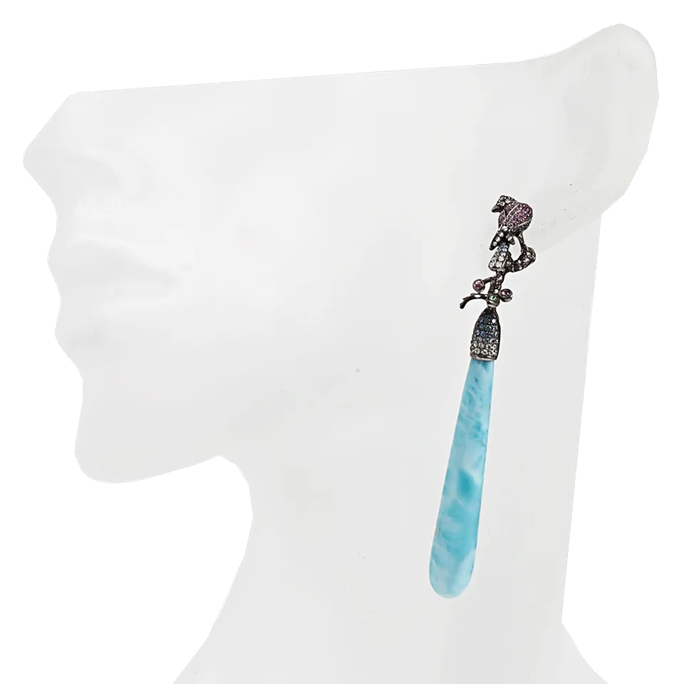 Calamine Drop Earrings with Bird Post