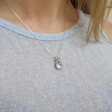 Classic Sapphire Pendant - Blue Vintage Necklace - Dainty Round Necklace