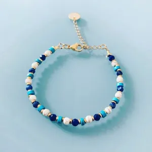 Clover Lapis lazuli Beaded Bracelet | Women's Jewelry | Gift Idea | Women's Gift