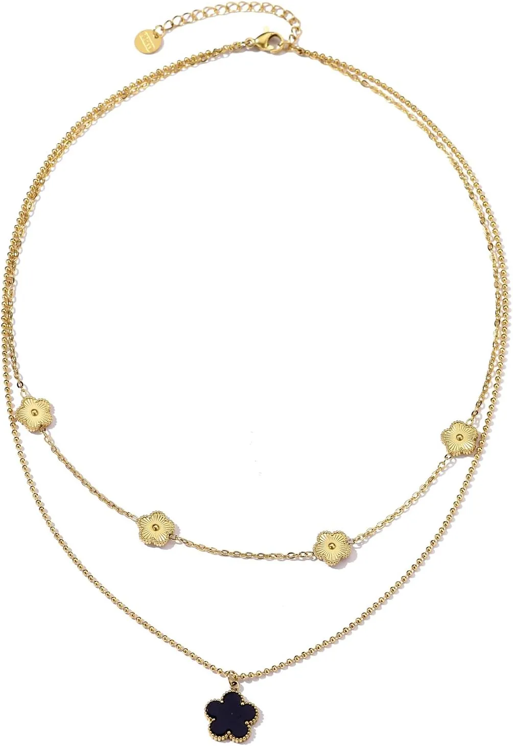Clover Layered Necklace for Women | Clover Choker Necklace 14K Gold Plated Stainless Steel Women's Jewelry