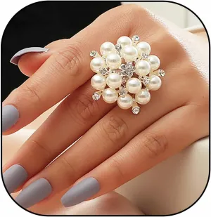 CSIYANJRY99 Vintage Pearl Ring Stacking Promise Pearl Rings Adjustable Open Finger Ring Trendy Personality Statement Jewelry for Women