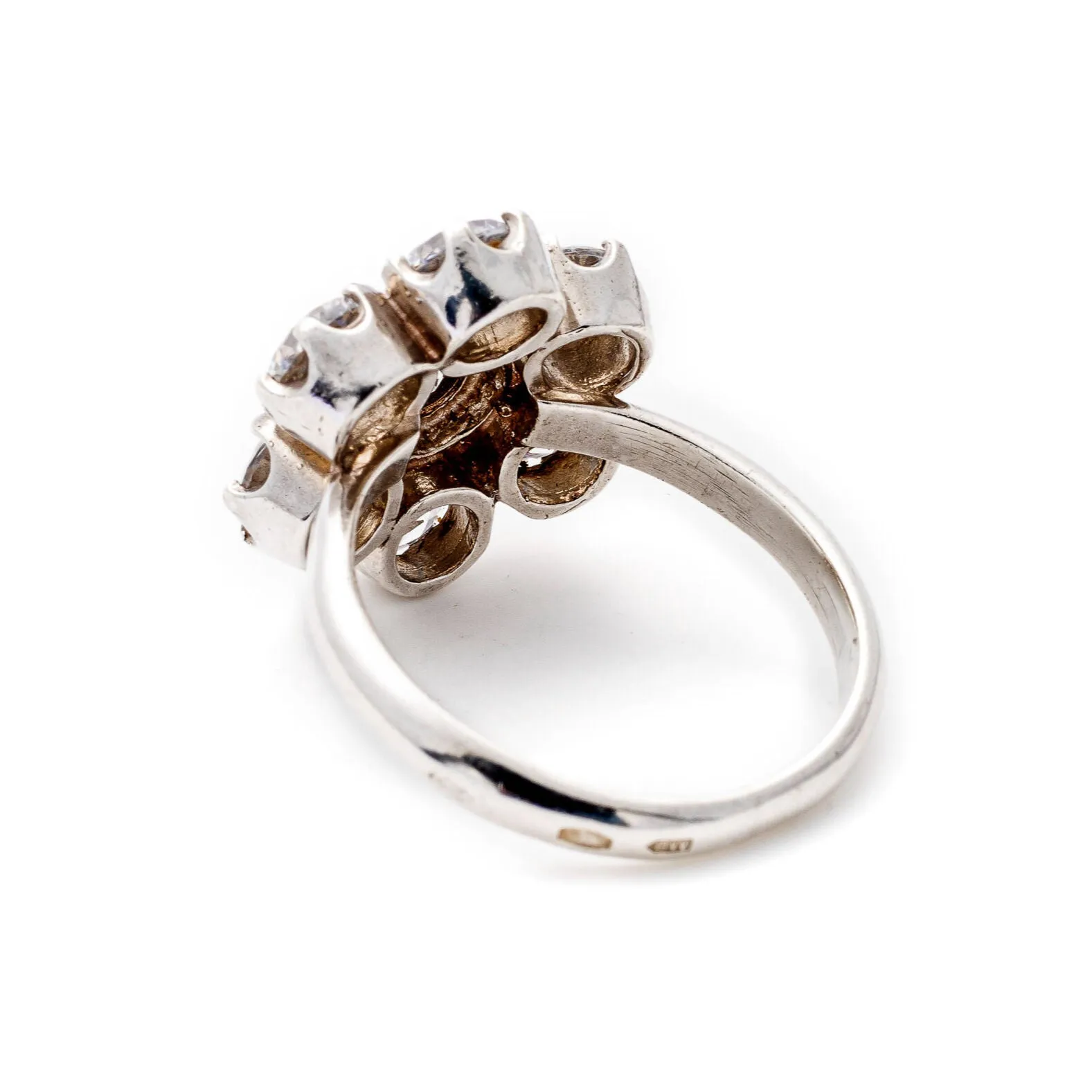 Diamond Flower Ring - Sparkly Floral Ring, Vintage Flower Ring