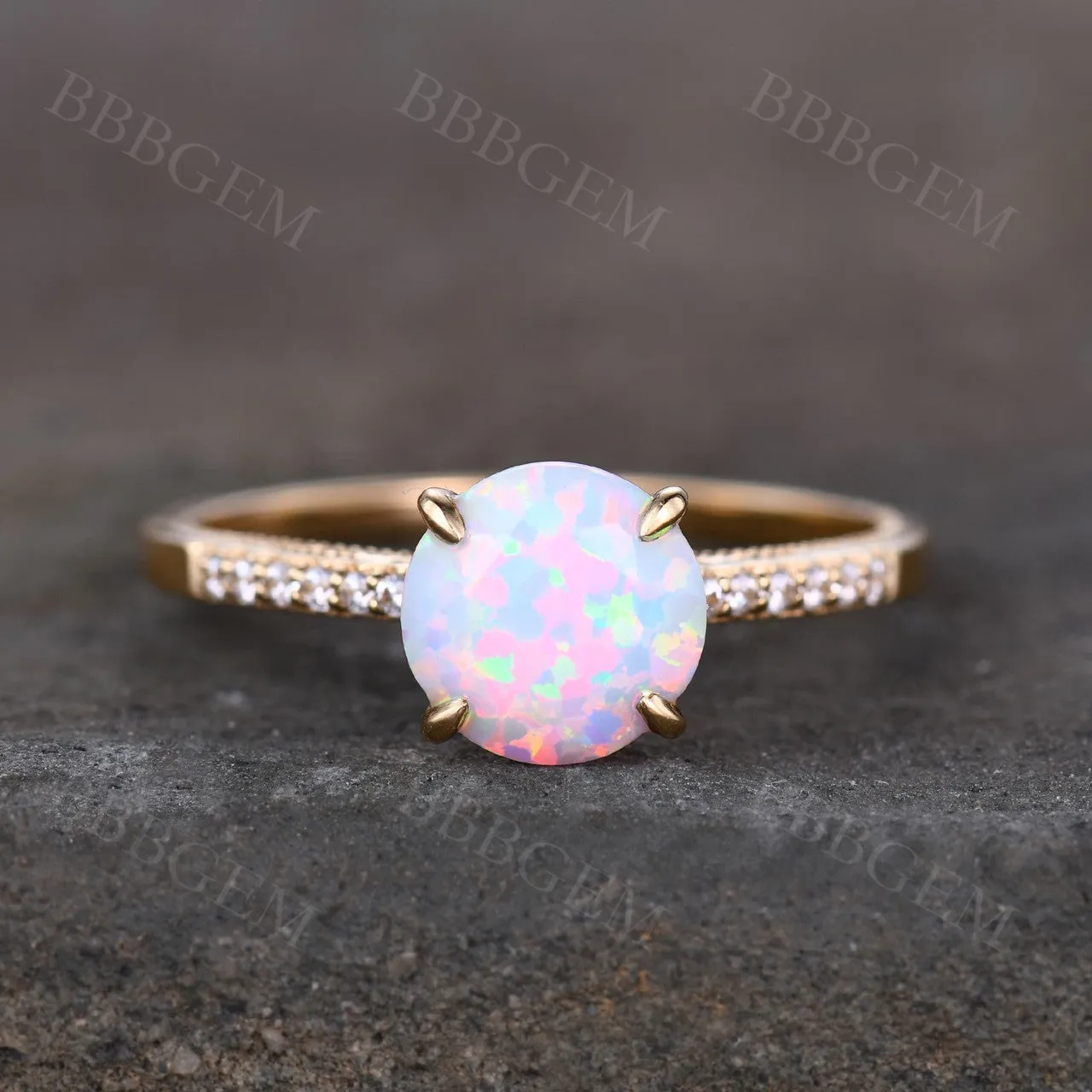 Female Opal Solitaire Engagement Ring Rose Gold