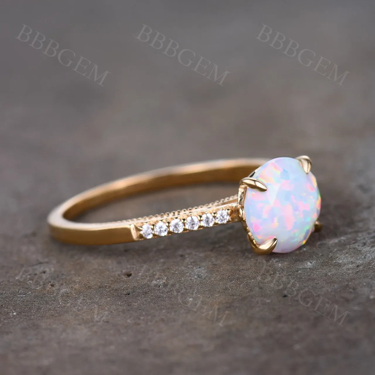 Female Opal Solitaire Engagement Ring Rose Gold