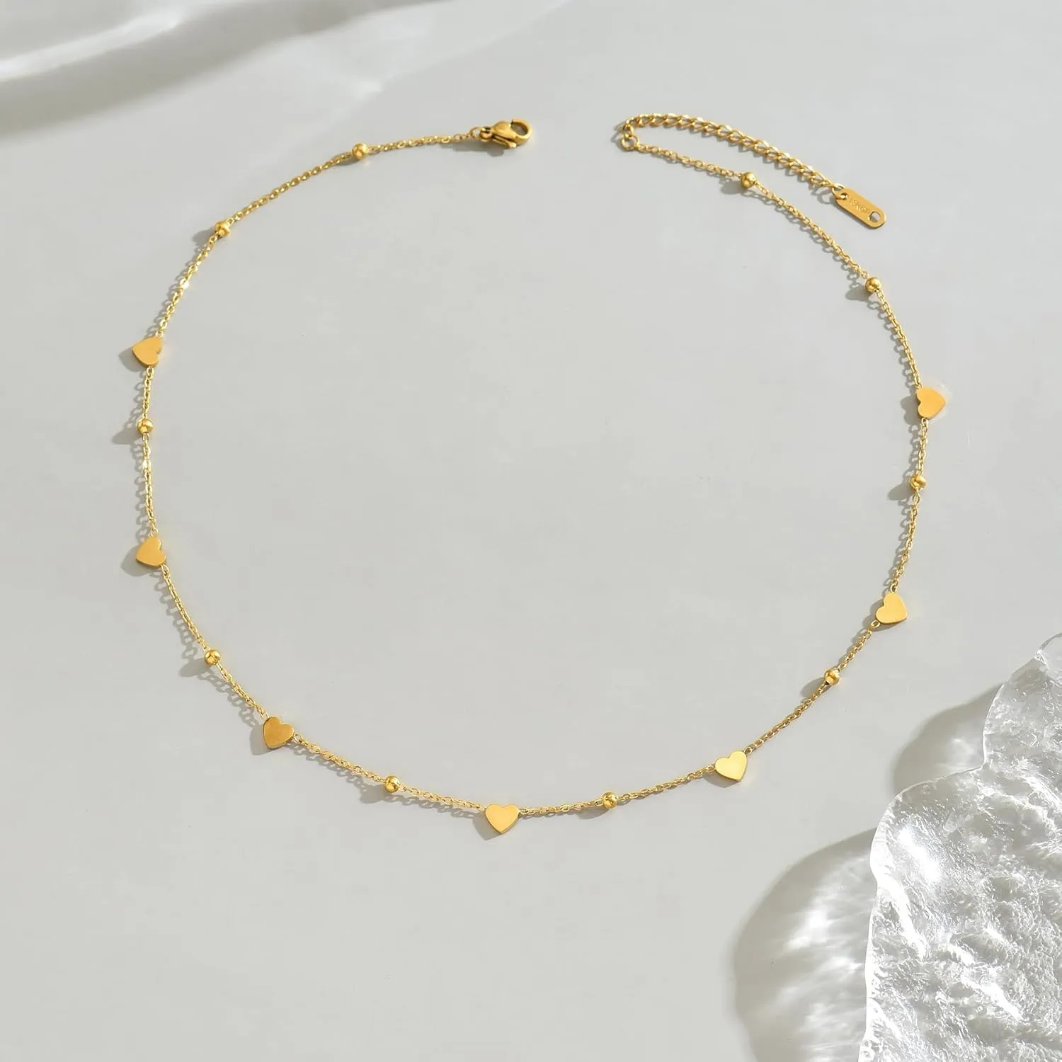Gold Chain Necklace for Women 18K Gold Plated Stainless Steel Necklace Dainty Star Cross Heart Choker Chains Simple Delicate Minimalist Trendy Jewelry