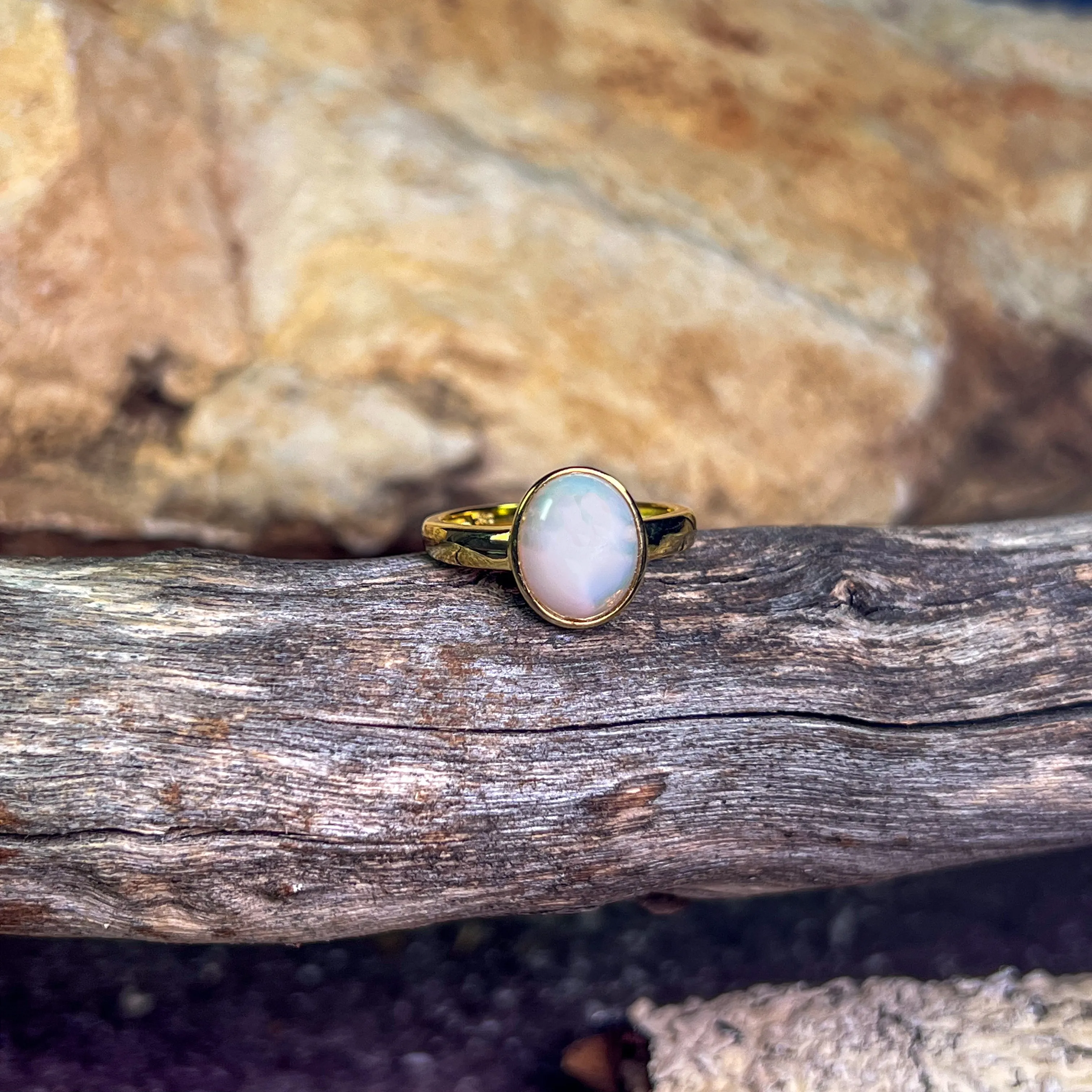 Gold Plated 11x9mm Dark Opal 1.7ct solitaire ring