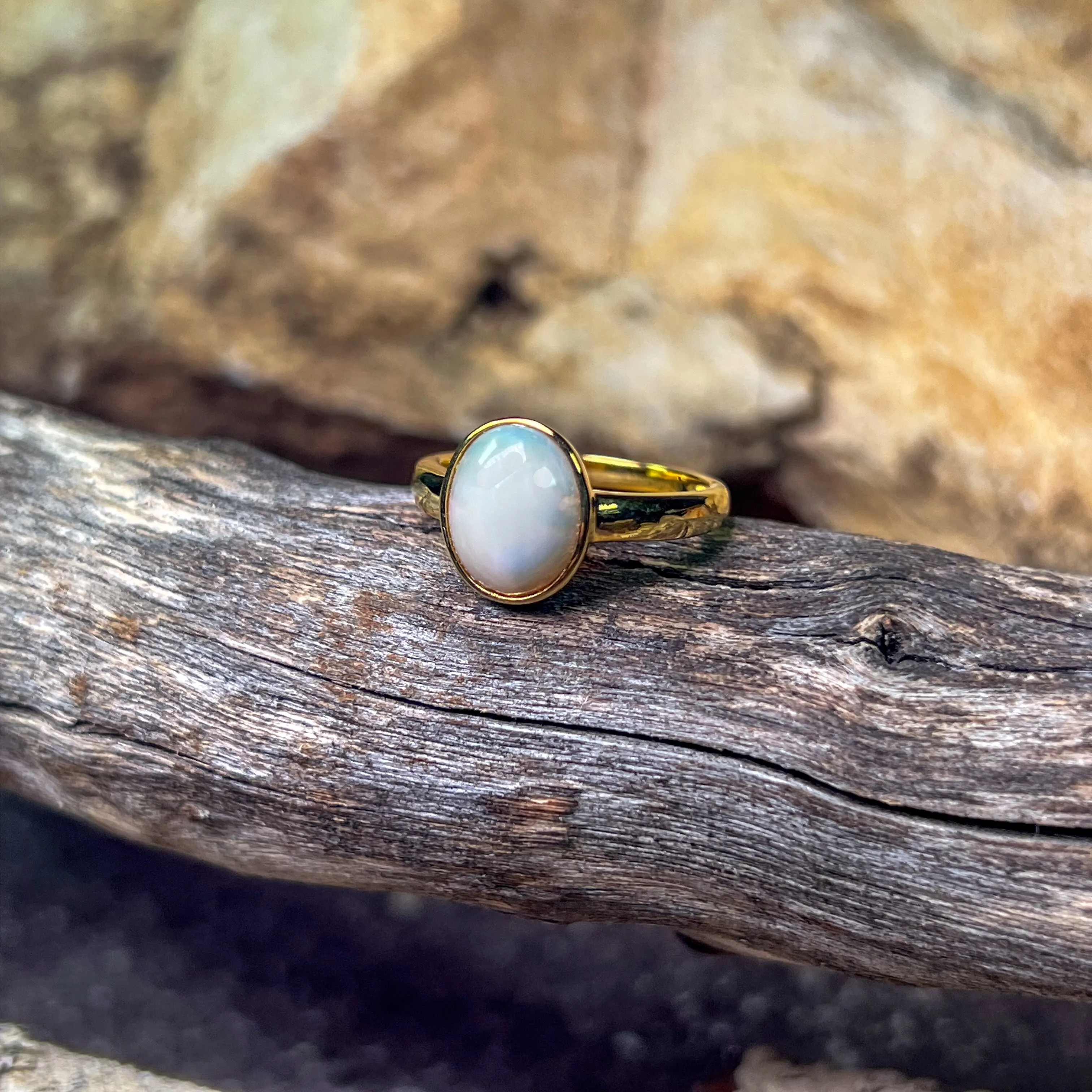 Gold Plated 11x9mm Dark Opal 1.7ct solitaire ring