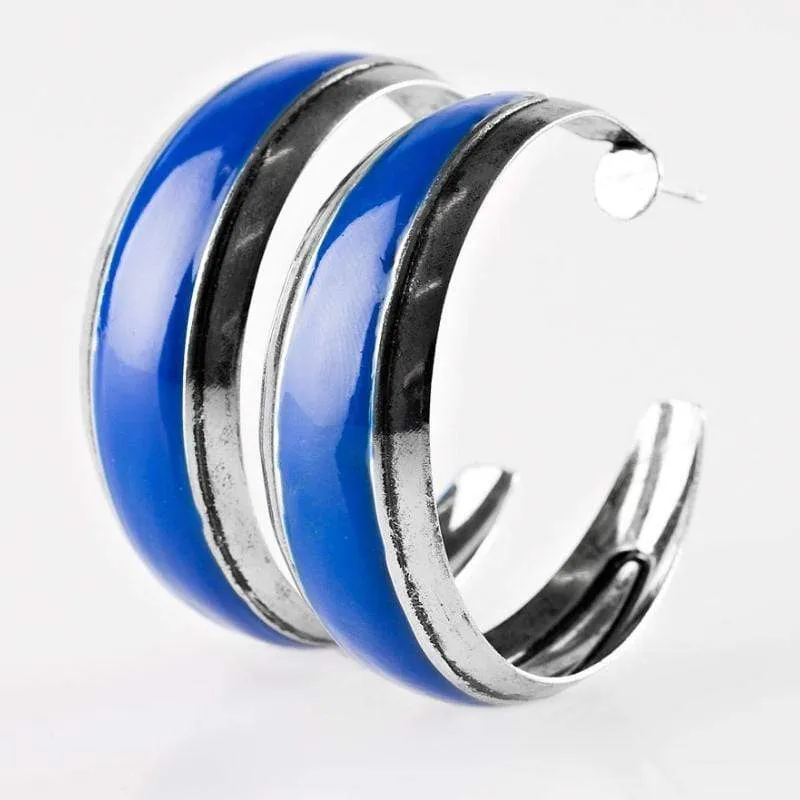 Gypsy Rumba Blue Hoop Earrings