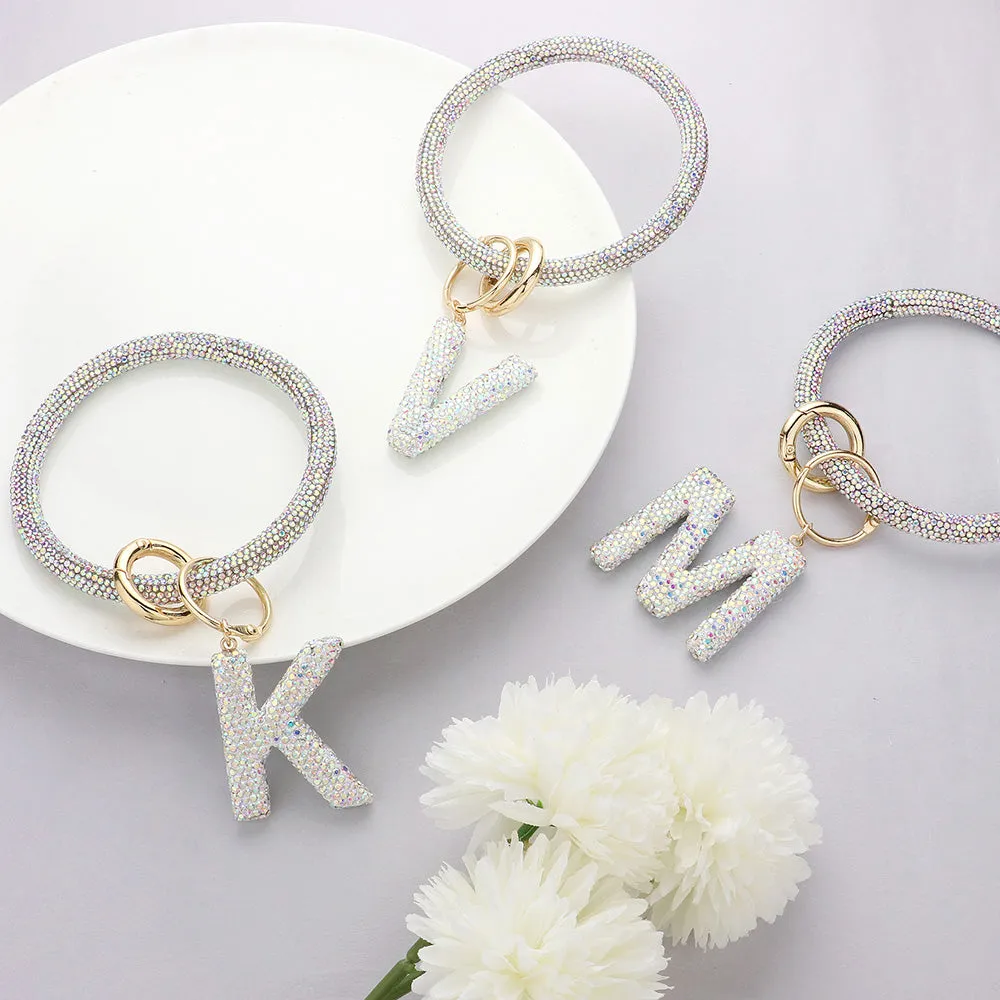 iLLASPARKZ -P- Bling Studded Monogram Charm Bracelet Keychain