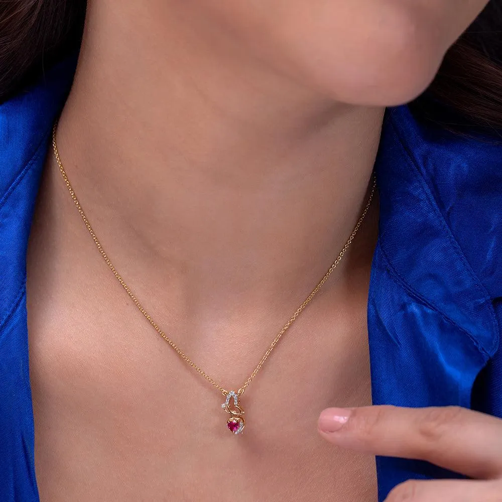 Kaisha Red Ruby Heart Silver Pendant | 22KT Gold Vermeil