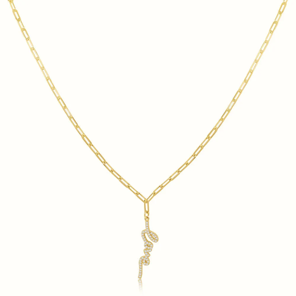 Lovergirl Diamond Script Love Necklace Pendant Women's Vermeil