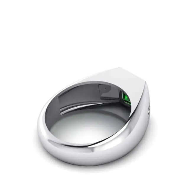 Men's Statement Ring Natural Diamonds & Gemstone in Solid Silver