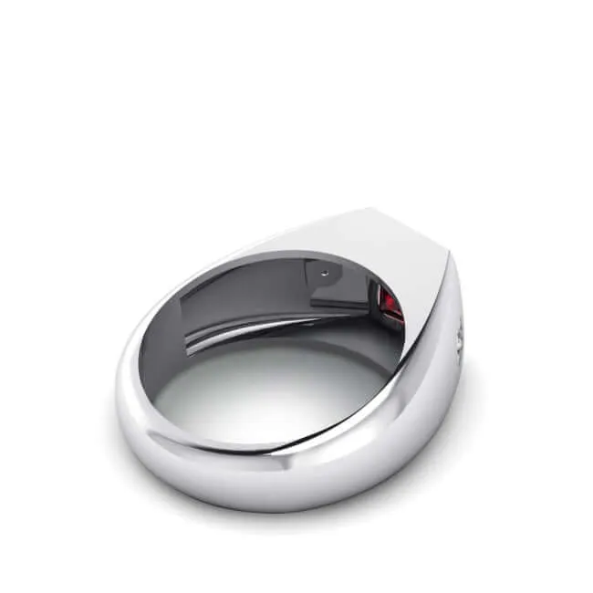 Men's Statement Ring Natural Diamonds & Gemstone in Solid Silver