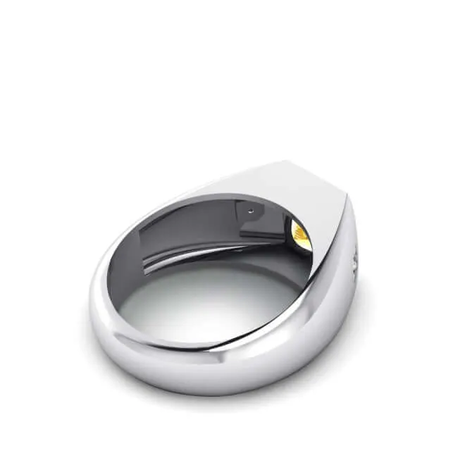 Men's Statement Ring Natural Diamonds & Gemstone in Solid Silver