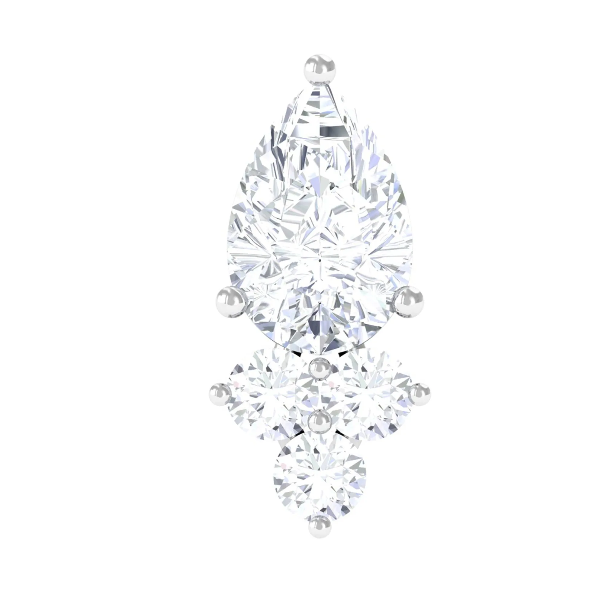 Pear Shape Diamond Cluster Earring for Helix Piercing
