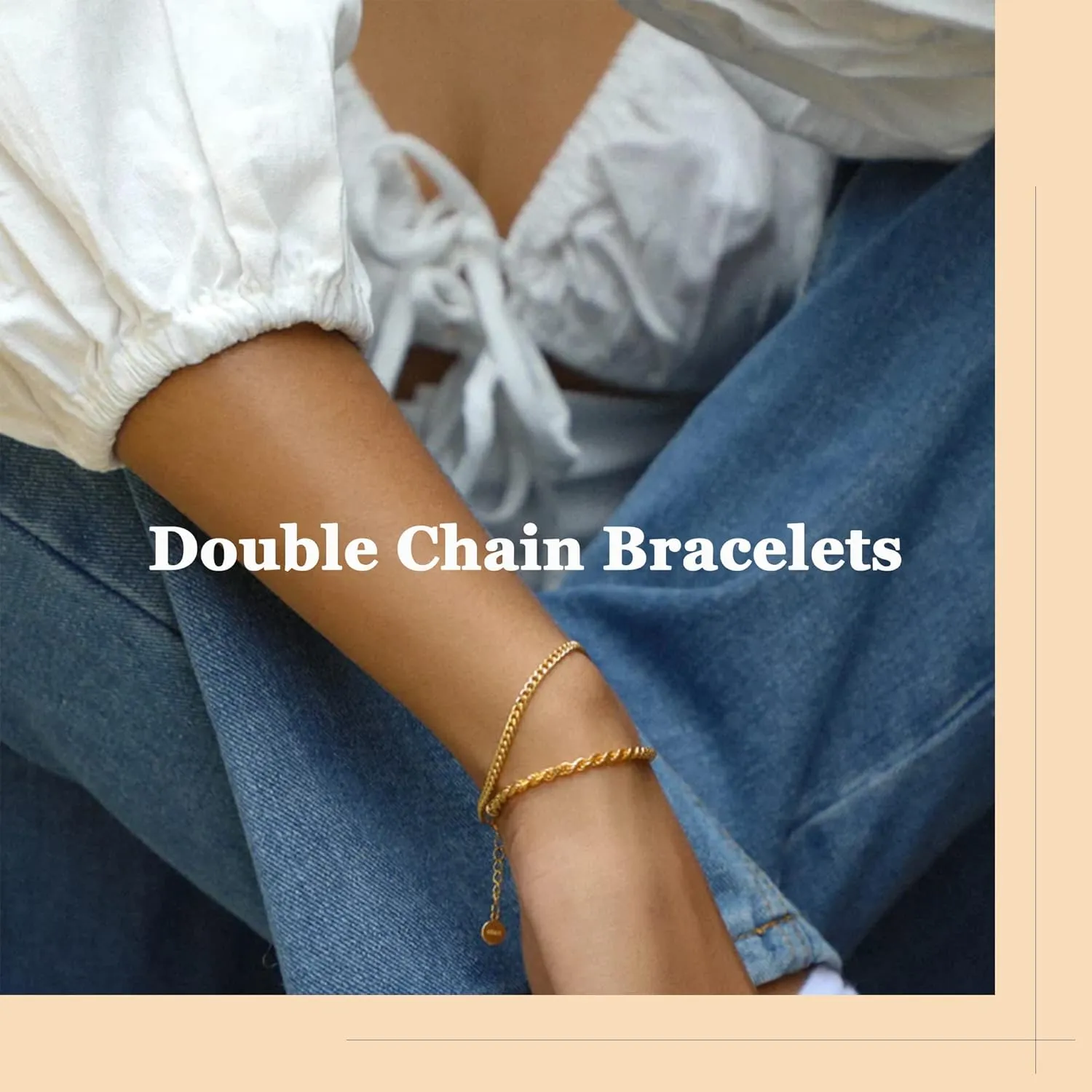 Reoxvo Dainty Bracelets for Women Trendy, Sterling Silver Plated Brass Link Chain Charm Bracelet Set for Women Stack 14K Gold Plated Brass Link Bracelets Jewelry Gift for Women