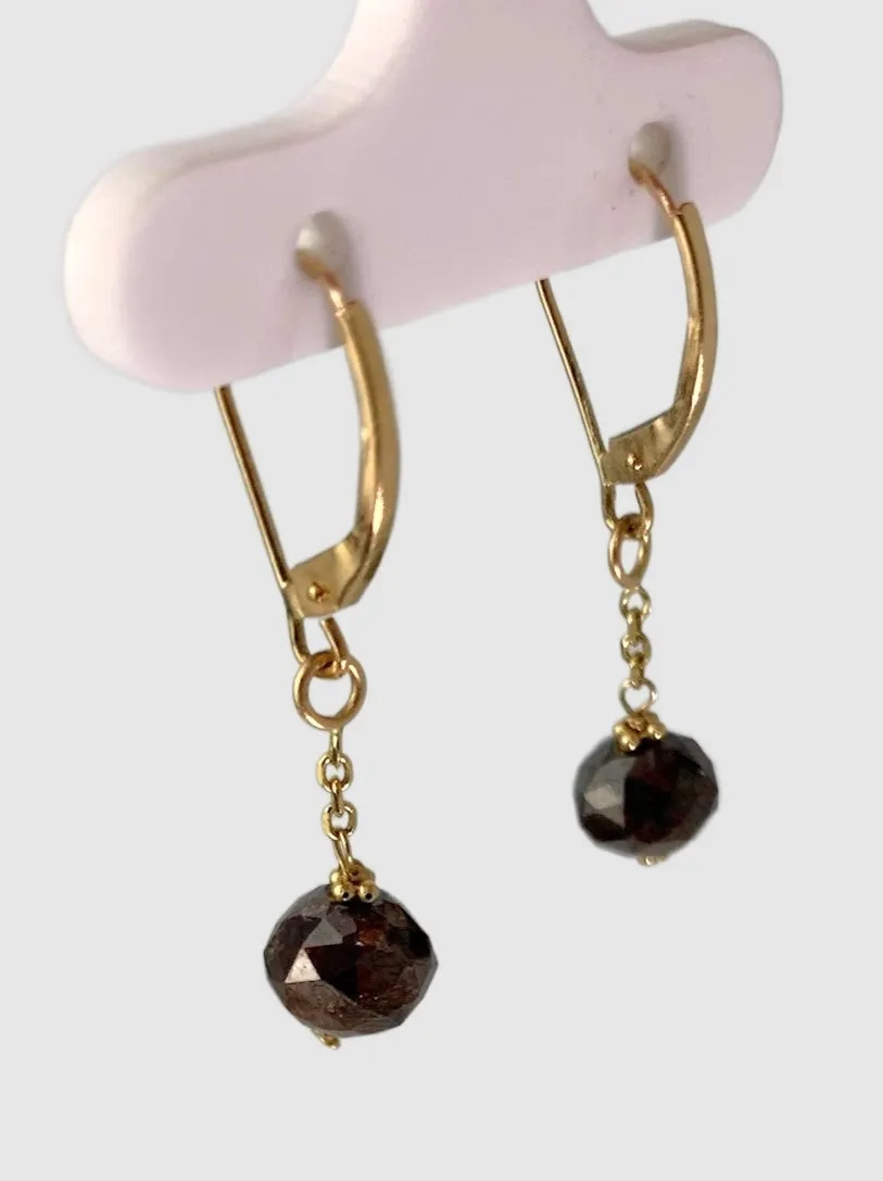 SALE - Large Brown Diamond Bead Earrings in 14KY  - EAR-082-TNCDIA14Y-BRN 6ctw