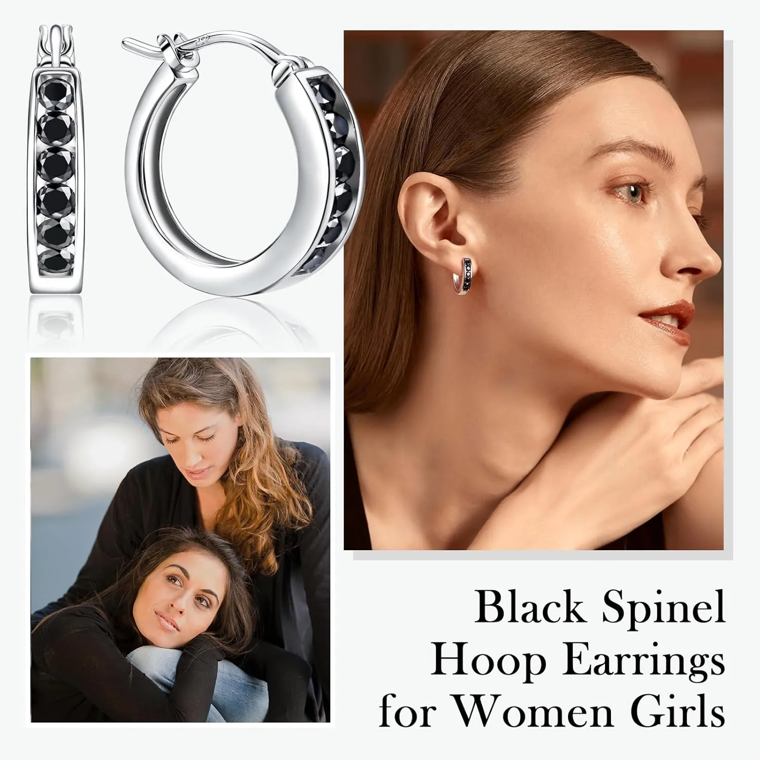 Small Hoop Earrings for Women Hypoallergenic 925 Sterling Silver 18mm Gemstone Huggie Hoop Earrings Annivesary Wedding Jewelry Birthstone Huggy Earrings