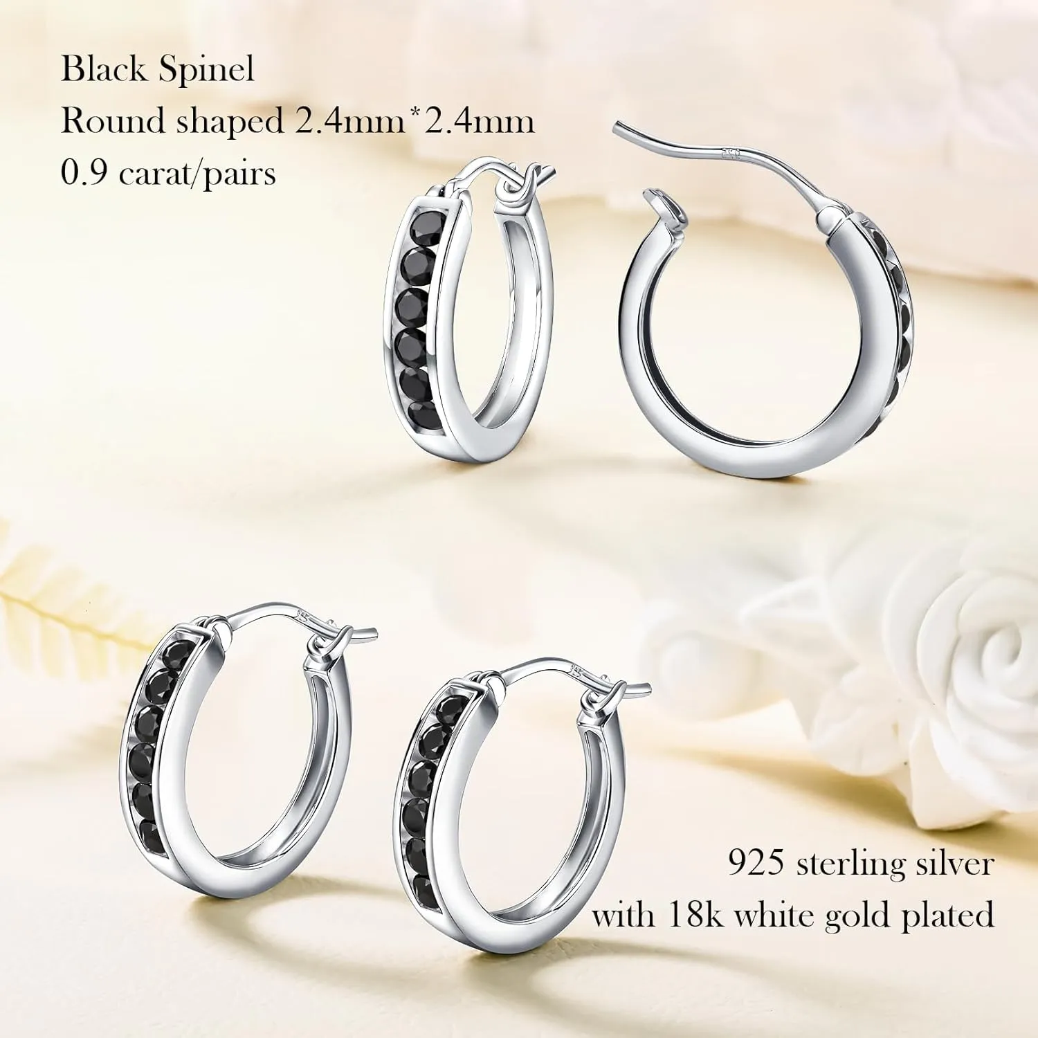 Small Hoop Earrings for Women Hypoallergenic 925 Sterling Silver 18mm Gemstone Huggie Hoop Earrings Annivesary Wedding Jewelry Birthstone Huggy Earrings