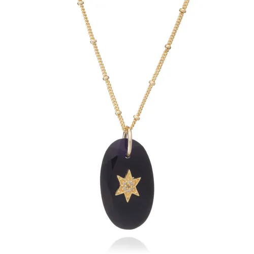 Troy Necklace Oval Star Pendant | Black Onyx