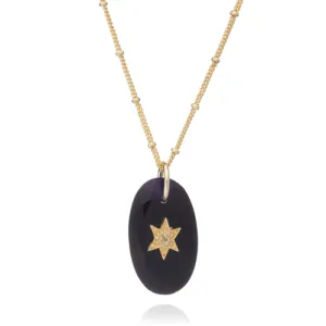Troy Necklace Oval Star Pendant | Black Onyx